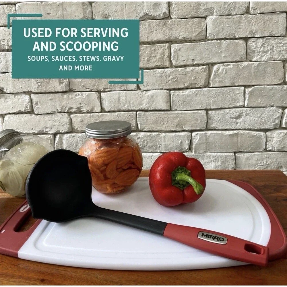 XL Canning Ladle 8oz Kitchen Tool for Jams Soups Black with Red Handle